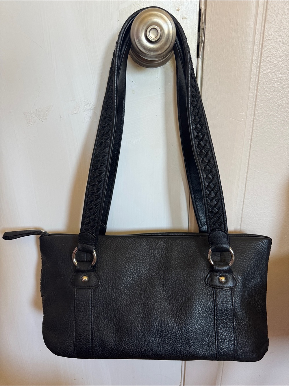 THE SAK  Vintage Black Leather Bag Baguette Shoulder Braided Straps MSRP$150